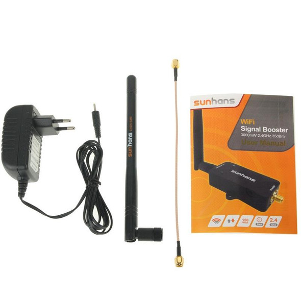 Sunhans SH24BTA-N 35dBm 2.4GHz 3W 11N/G/B WiFi Signal Booster WiFi Amplifier Wireless Repeater(Black)