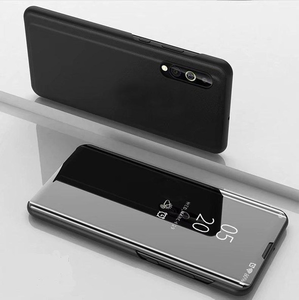 LG Velvet 5G Plated Mirror Horizontal Flip Leather Case with Holder(Black)