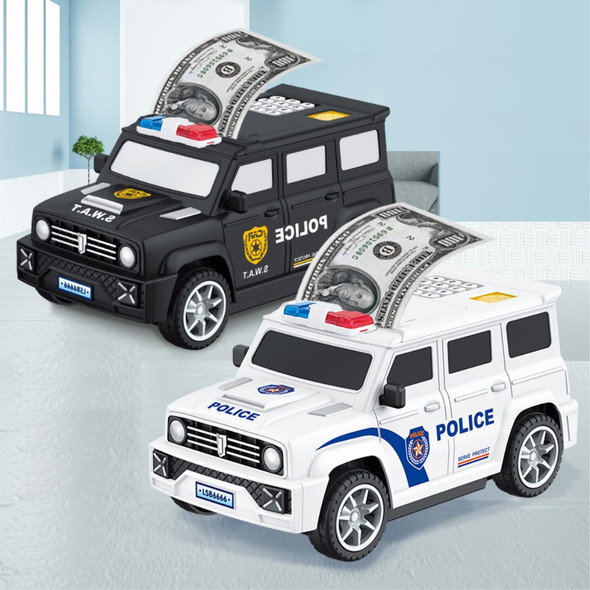 6916 Creative Fingerprint Password Money Saving Box Coin ATM Automatic Roll Money SWAT Car Model Piggy Bank Kids Toy - White