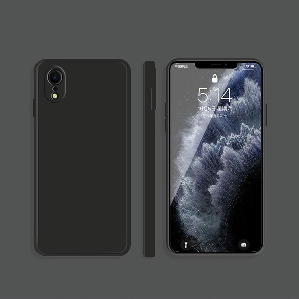 For iPhone XR Solid Color Imitation Liquid Silicone Straight Edge Dropproof Full Coverage Protective Case(Black)