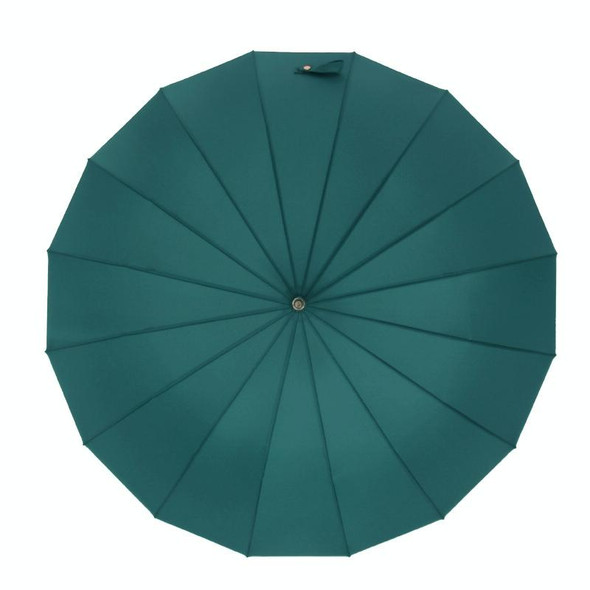 16 Bone Plain Straight Umbrella Small Fresh Long Handle Umbrella(Matcha Green)