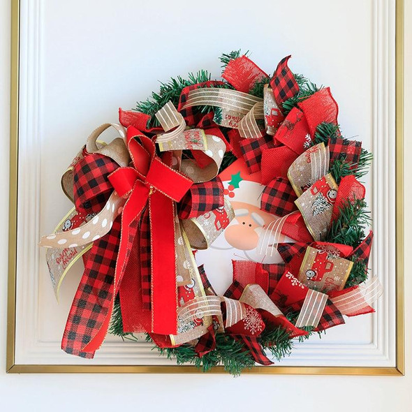Christmas Decorations Cane Wreath Garland Door Hanger, Size: 25cm(Red Flower)