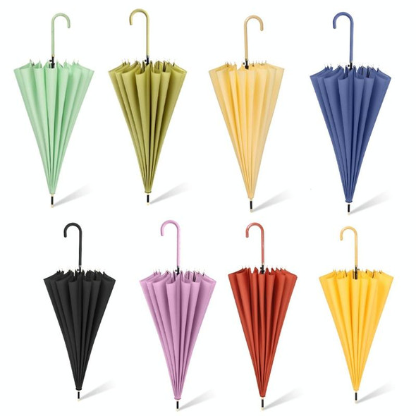 16 Bone Plain Straight Umbrella Small Fresh Long Handle Umbrella(Violet)