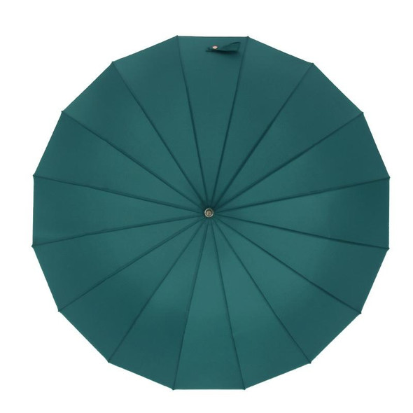 16 Bone Plain Straight Umbrella Small Fresh Long Handle Umbrella(Wood Handle Mint Green)