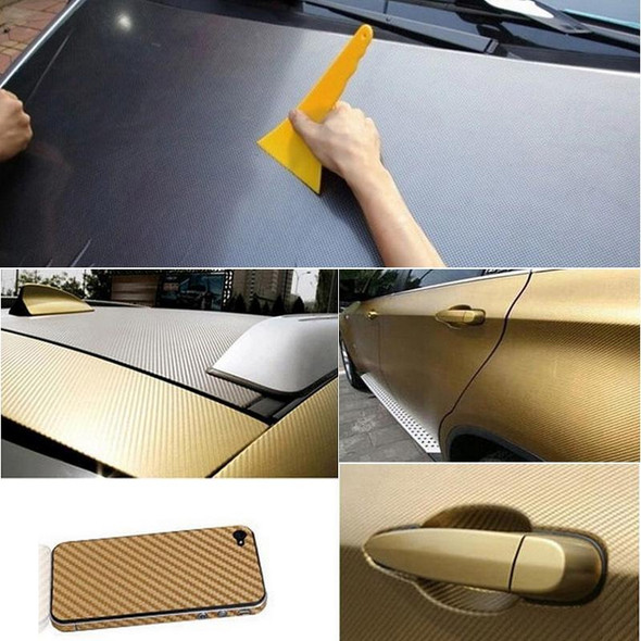 Car Decorative 3D Carbon Fiber PVC Sticker, Size: 127cm x 50cm(Yellow)
