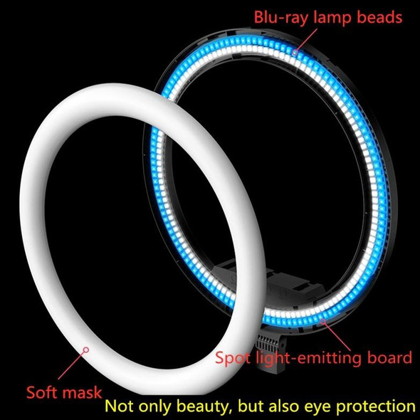 14 inch+Phone Clip Dimmable Color Temperature LED Ring Fill Light Live Broadcast Set With 2.1m Tripod Mount, CN Plug