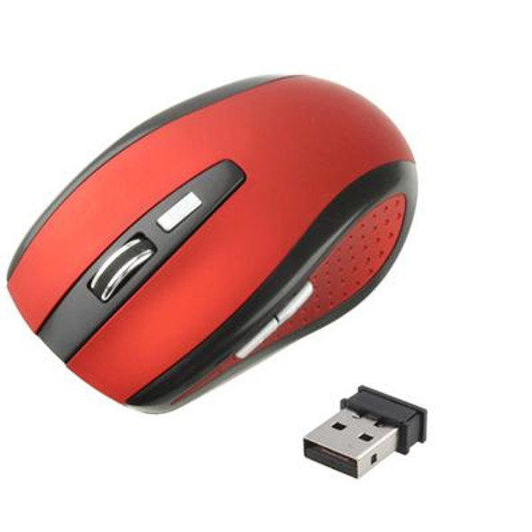 2.4 GHz 800~1600 DPI Wireless 6D Optical Mouse with USB Mini Receiver, Plug and Play, Working Distance up to 10 Meters (Red)