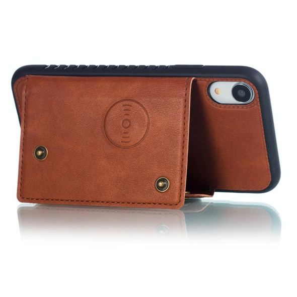 For iPhone XR Leatherette Protective Case(Brown)