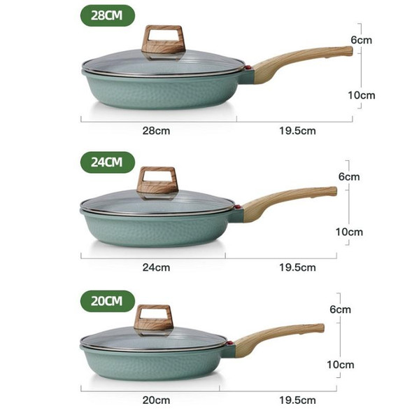 Maifan Stone Flat-Bottomed Non-Stick Pan Household Steak Frying Pan For Induction Cooker, Size:28cm(With Lid)