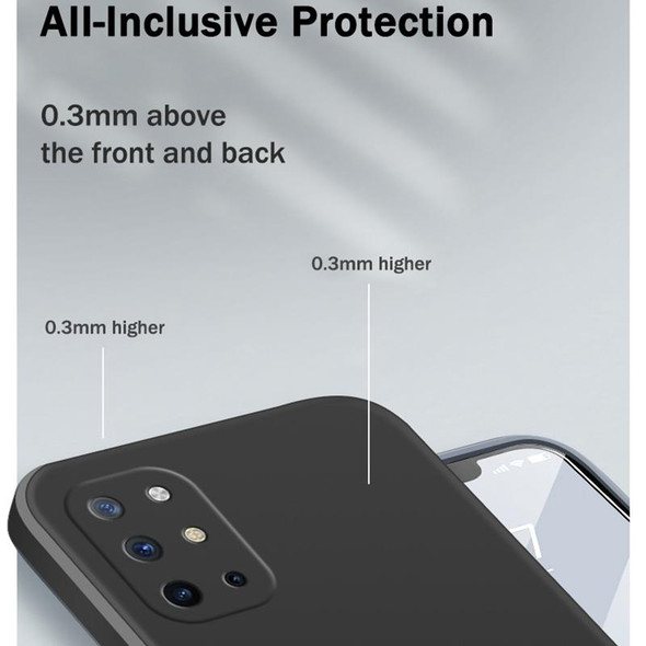 For OnePlus 8T Solid Color Imitation Liquid Silicone Straight Edge Dropproof Full Coverage Protective Case(Black)