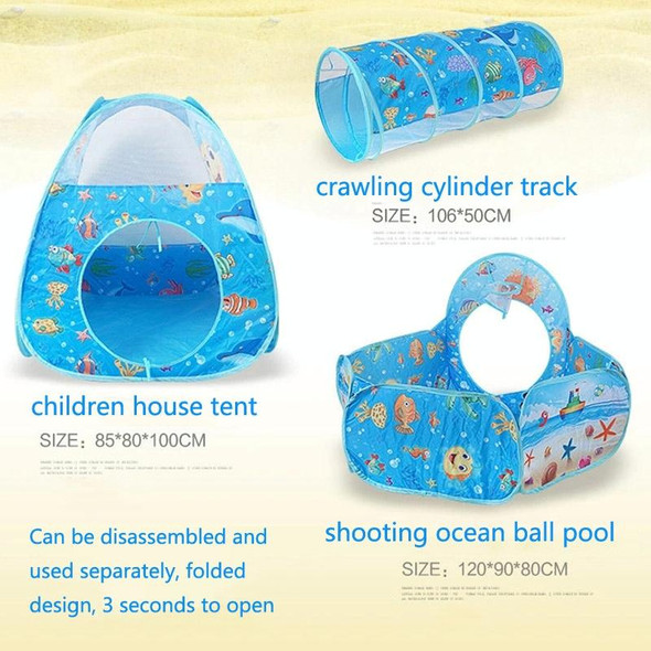 3 in 1 ZP01 Children Tent Play House Tunnel Foldable Shooting Ocean Ball Pool Toy(Deep Sea)