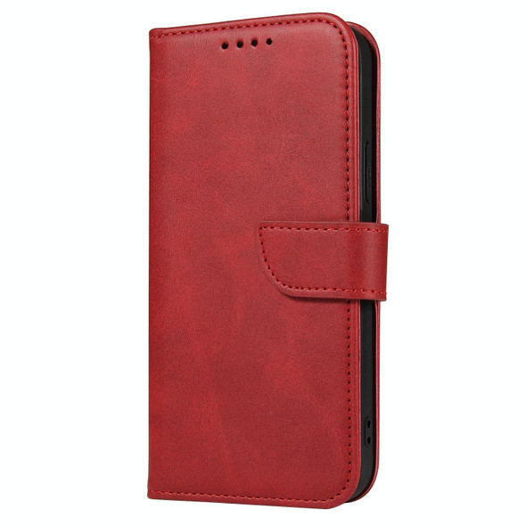 For iPhone 13 Pro Max Calf Texture Buckle Horizontal Flip Leatherette Case with Holder & Card Slots & Wallet (Red)