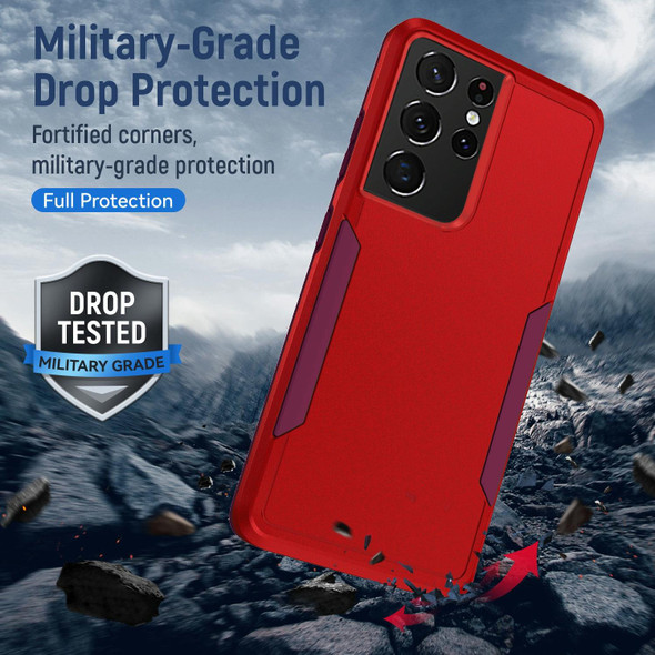 For Samsung Galay S21 Ultra 5G Pioneer Armor Heavy Duty PC + TPU Shockproof Case(Red)