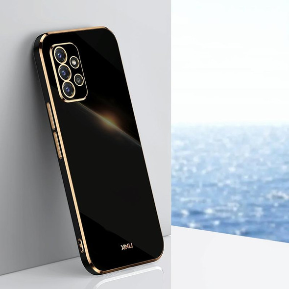 For Samsung Galaxy A72 5G XINLI Straight 6D Plating Gold Edge TPU Shockproof Case(Black)