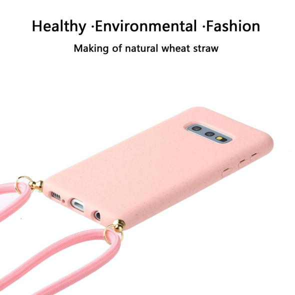 For Galaxy S10e Wheat Straw Material + TPU Protective Case with Lanyard(Pink)