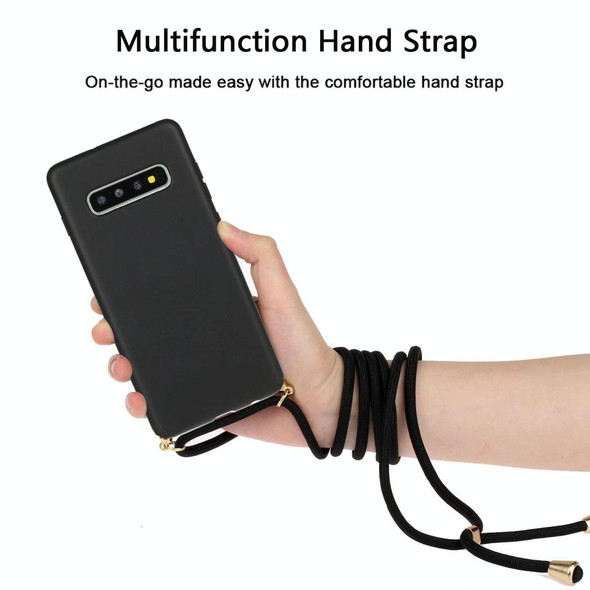 For Galaxy S10 Wheat Straw Material + TPU Protective Case with Lanyard(Black)