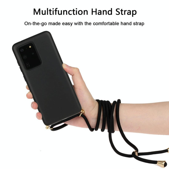 For Galaxy S20 Ultra Wheat Straw Material + TPU Protective Case with Lanyard(Black)