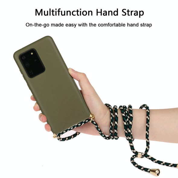 For Galaxy S20 Ultra Wheat Straw Material + TPU Protective Case with Lanyard(Army Green)