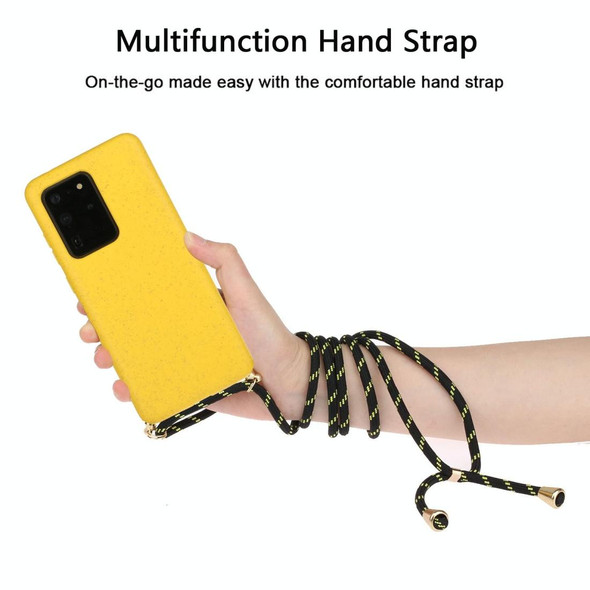For Galaxy S20 Ultra Wheat Straw Material + TPU Protective Case with Lanyard(Yellow)