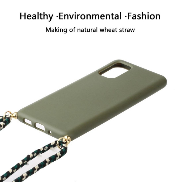 For Galaxy S20 Plus Wheat Straw Material + TPU Protective Case with Lanyard(Army Green)