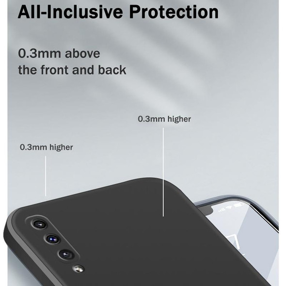 For Samsung Galaxy A50 Solid Color Imitation Liquid Silicone Straight Edge Dropproof Full Coverage Protective Case(Dark Green)