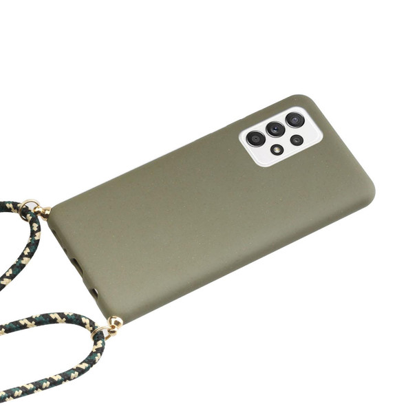 For Samsung Galaxy A52 5G / 4G Wheat Straw Material + TPU Protective Case with Lanyard(Army Green)