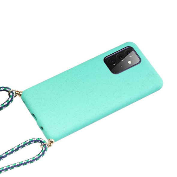 For Samsung Galaxy A72 5G / 4G Wheat Straw Material + TPU Protective Case with Lanyard(Green)