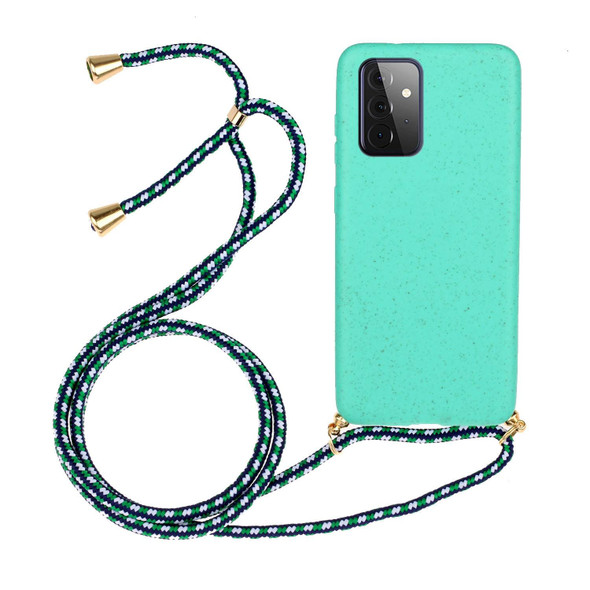 For Samsung Galaxy A72 5G / 4G Wheat Straw Material + TPU Protective Case with Lanyard(Green)