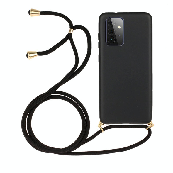 For Samsung Galaxy A72 5G / 4G Wheat Straw Material + TPU Protective Case with Lanyard(Black)