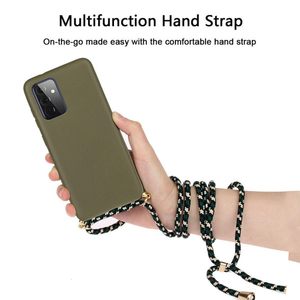For Samsung Galaxy A72 5G / 4G Wheat Straw Material + TPU Protective Case with Lanyard(Army Green)