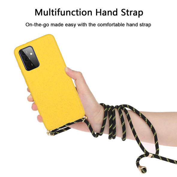 For Samsung Galaxy A72 5G / 4G Wheat Straw Material + TPU Protective Case with Lanyard(Yellow)