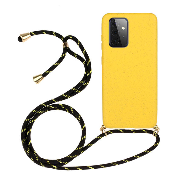 For Samsung Galaxy A72 5G / 4G Wheat Straw Material + TPU Protective Case with Lanyard(Yellow)