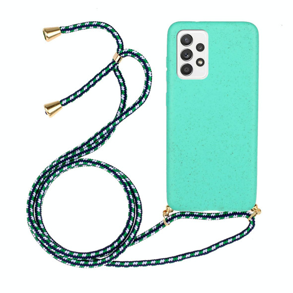 For Samsung Galaxy A52 5G / 4G Wheat Straw Material + TPU Protective Case with Lanyard(Green)