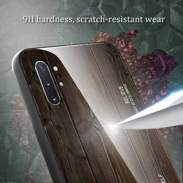 For Samsung Galaxy Note10+ Wood Grain Tempered Glass + TPU Shockproof Case(M04)