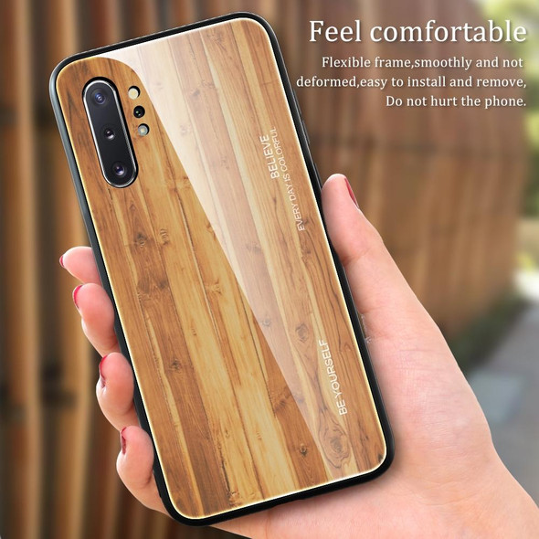 For Samsung Galaxy Note10+ Wood Grain Tempered Glass + TPU Shockproof Case(M02)