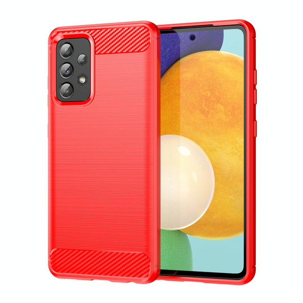 For Samsung Galaxy A52 5G / 4G Brushed Texture Carbon Fiber TPU Case(Red)