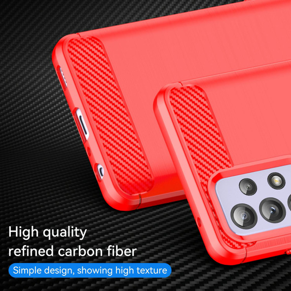 For Samsung Galaxy A52 5G / 4G Brushed Texture Carbon Fiber TPU Case(Red)