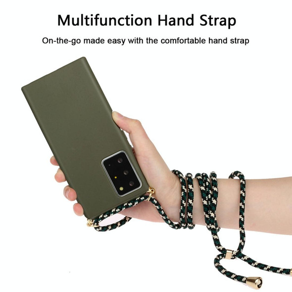 For Samsung Galaxy Note20 Ultra Wheat Straw Material + TPU Protective Case with Lanyard(Army Green)