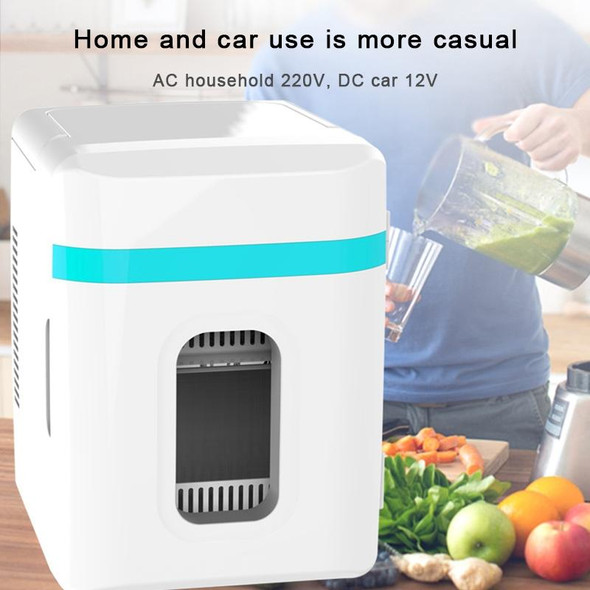 10L Mini Refrigerator Car Home Dual-use Small Dormitory Refrigerator, CN Plug(White Blue)