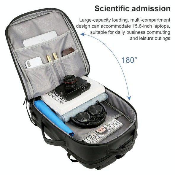 OUMANTU 2023 Large Capacity Waterproof Laptop Backpack Business Travel Shoulders Bag with External USB Charging Port(Black)