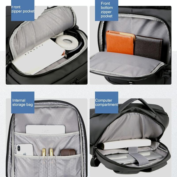 OUMANTU 2023 Large Capacity Waterproof Laptop Backpack Business Travel Shoulders Bag with External USB Charging Port(Black)