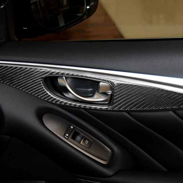 4 PCS Car Carbon Fiber Door Inner Handle Panel Decorative Sticker for Infiniti Q50, Left Drive