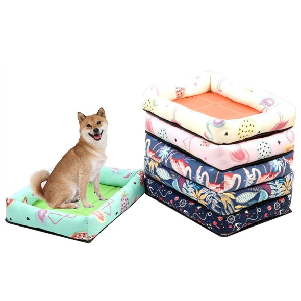 Summer Pet Non-removable Side Dog Mat Pet Bed, Specification: M 53X40X6cm(Watermelon Green)