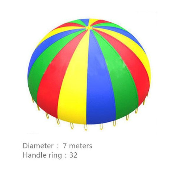 7m Children Outdoor Game Exercise Sport Toys Rainbow Umbrella Parachute Play Fun Toy with 32 Handle Straps for Families / Kindergartens / Amusement Parks