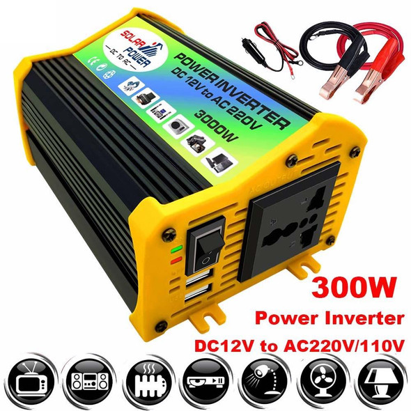 Saga Generation 1 Home Solar Generator Inverter+30A Controller+18W 12V Solar Panel, Specification: Yellow 12V To 220V