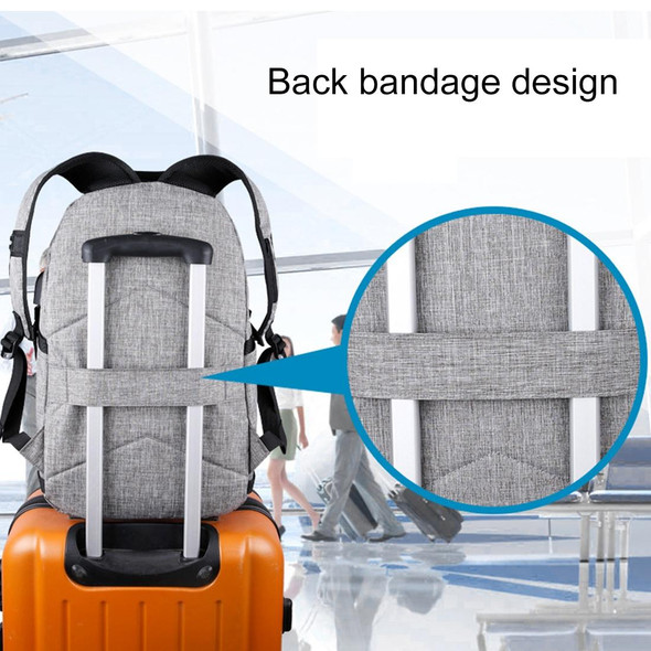 Multi-Function Large Capacity Travel Casual Backpack Laptop Computer Bag with External USB Charging Interface & Headphone Jack & Anti-theft Lock for Men(Grey)