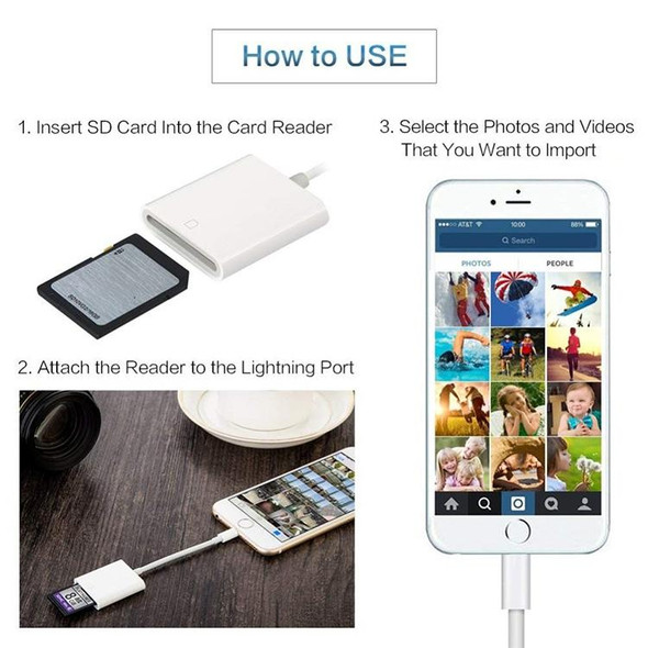 8 Pin to SD Card Camera Reader(White)