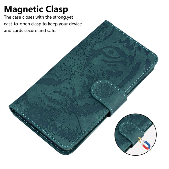 For Tecno Camon 18 Premier Tiger Embossing Pattern Horizontal Flip Leatherette Phone Case(Green)