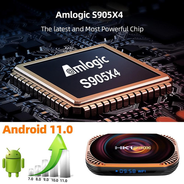 MECOOL HK1RBOX X4 4K TV Box, Android 11 Amlogic S905X4 CPU with RC 4GB+64GB(EU Plug)