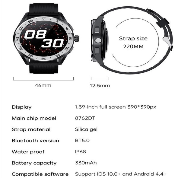 PG339 1.39 inch Color Screen Smart Watch, Support Heart Rate / Blood Pressure Monitoring(Silver)
